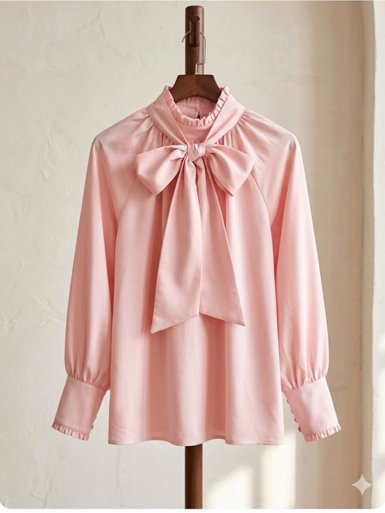 Tops - Classic Bow-Tie Blouse - Pink